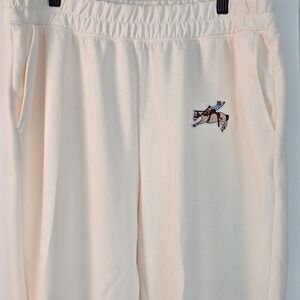 🆕️ NWOT YOGALICIOUS Scuba Taylor Jogger Cream Cowboy Boot Horse Embroidery XL